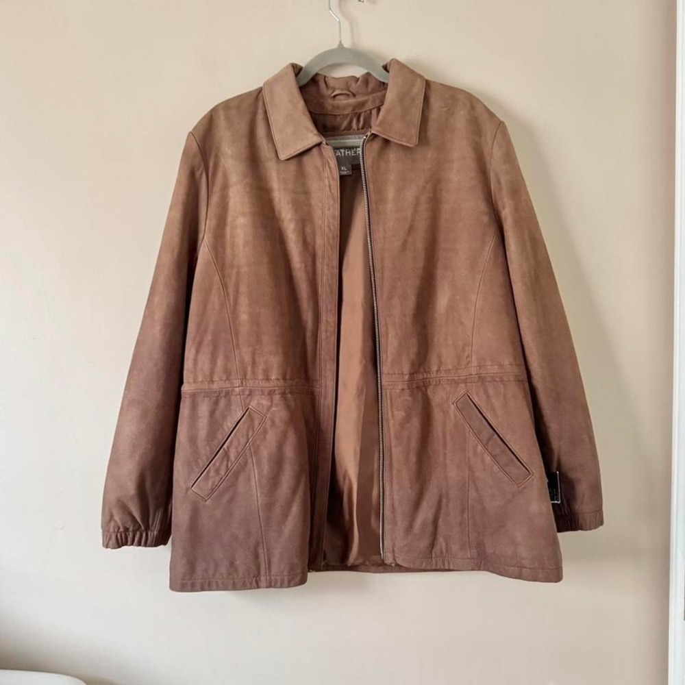 Deadstock Wilson Leather Jacket Chocolate Brown Zip Up XL